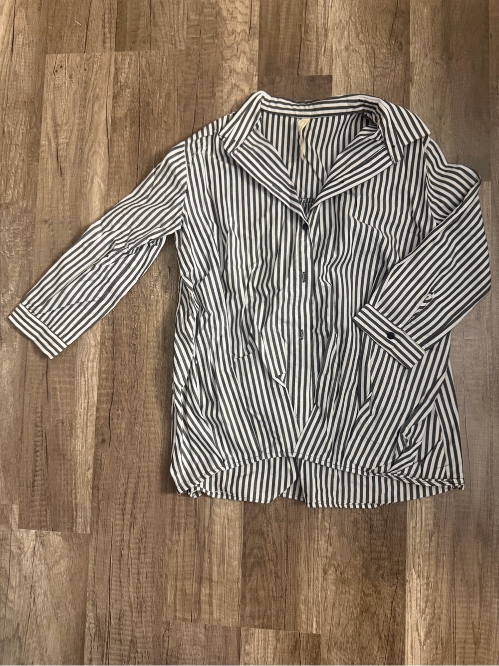 Zara Black & White Striped Button-Down Shirt